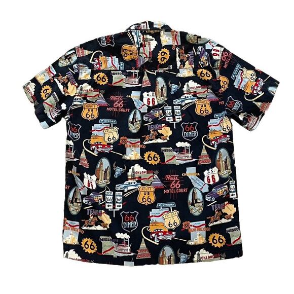 High Seas Trading Co. Route 66 Landmarks Button Down Short Sleeve Hawaiian, L - Picture 2 of 14